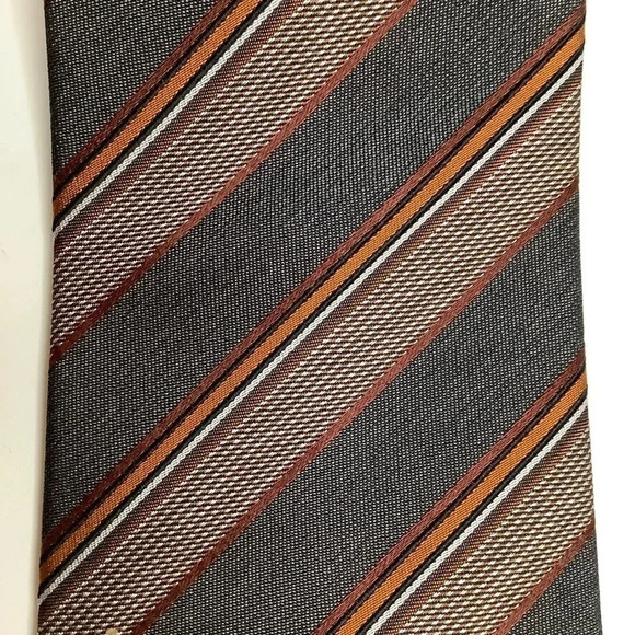 2/$30 LE CHATEAU Grey Woven Silk Stripe Tie Eclectic Grandpa - Picture 8 of 12